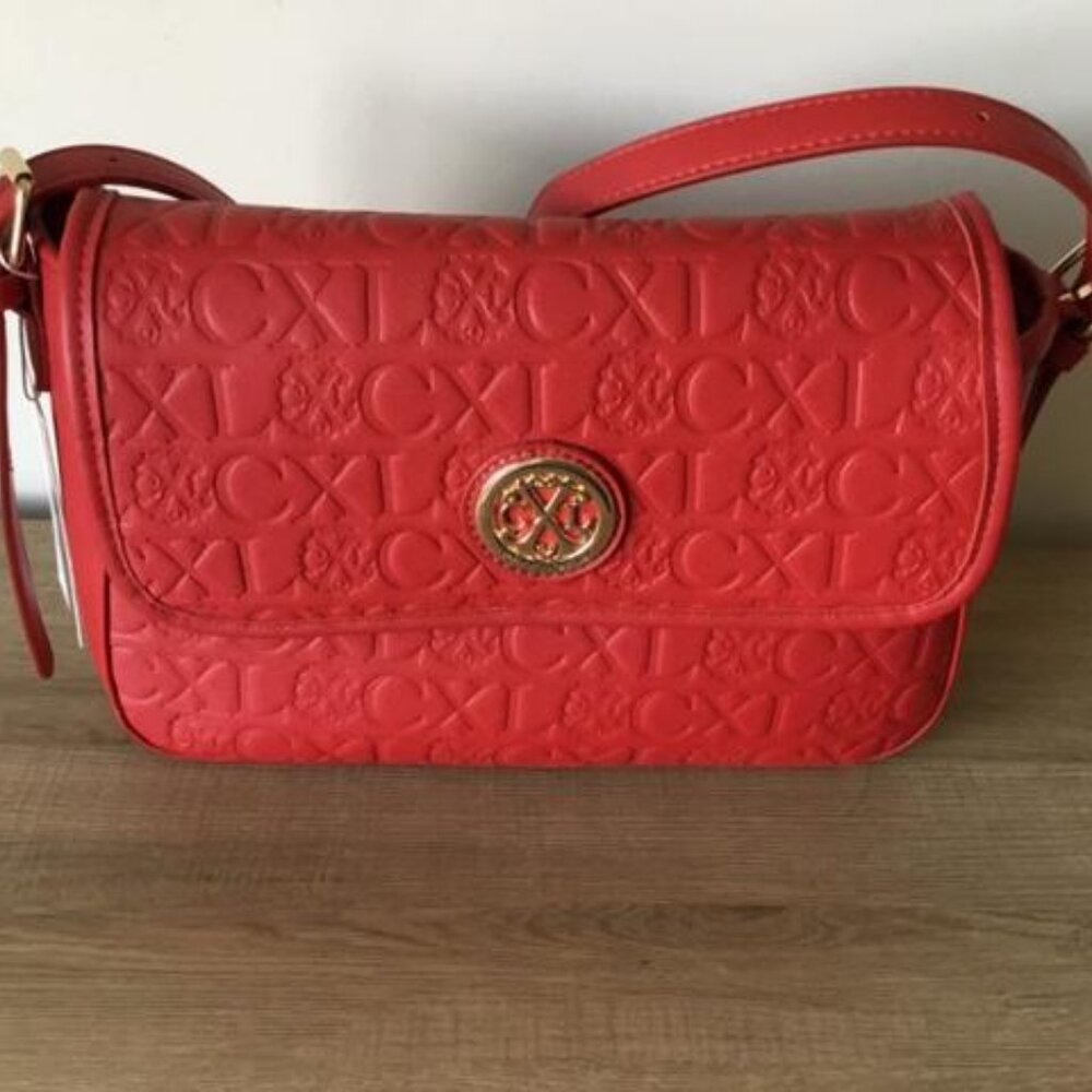 Christian Lacroix CXL Clara Embossed Logo Red Shoulder Bag STUNNING!! NWT $98